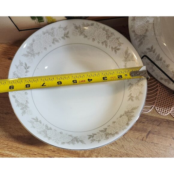 Fine China of Japan Gray & White Roses Adele 9" Serving Bowl Set of 2 - Picture 8 of 8